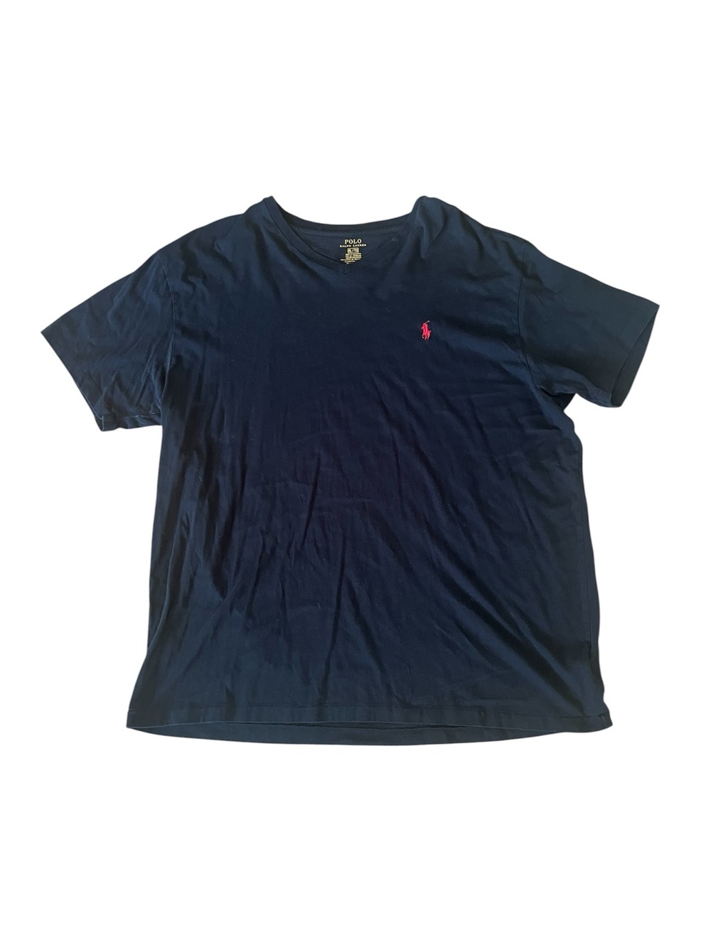 Men’s Polo by Ralph Lauren Navy Short Sleeve Crew T‑Shirt with Red Emblem